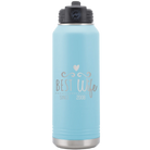 Personalized light blue 32 oz vacuum insulated water bottle with 'Best Wife' design