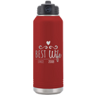Personalized maroon 32 oz vacuum insulated water bottle with 'Best Wife' design