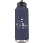 Personalized navy 32 oz vacuum insulated water bottle with 'Best Wife' design