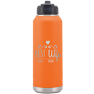 Personalized orange 32 oz vacuum insulated water bottle with 'Best Wife' design