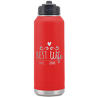 Personalized red 32 oz vacuum insulated water bottle with 'Best Wife' design
