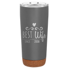 Personalized storm gray 20 oz vacuum insulated tumbler with 'Best Wife' design