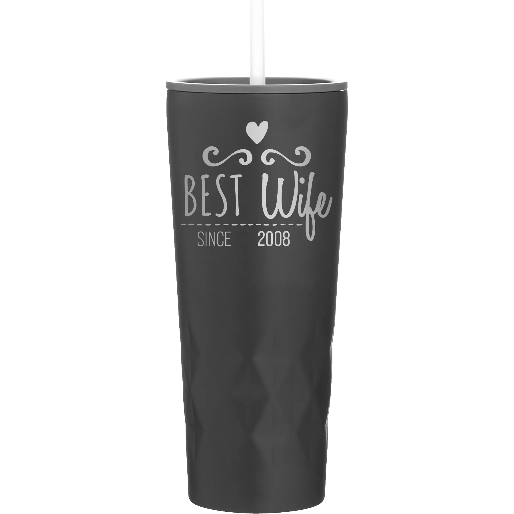 Personalized black 20 oz vacuum insulated tumbler with 'Best Wife' design