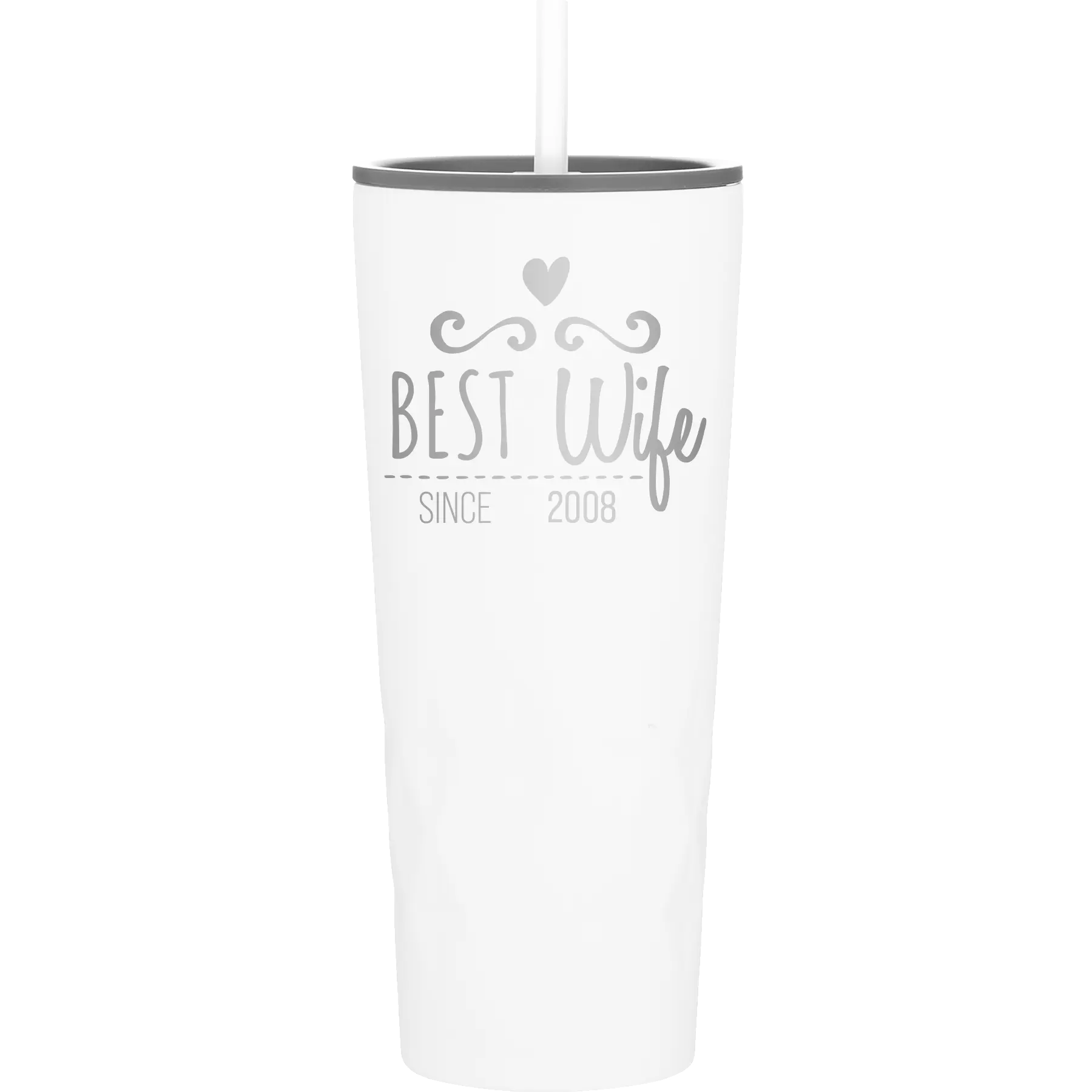 Personalized white 20 oz vacuum insulated tumbler with 'Best Wife' design
