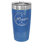 Laser etched royal blue 20 oz vacuum insulated tumbler with 'Love You to the Moon and Back' design