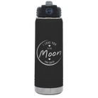 Laser etched black 20 oz vacuum insulated water bottle with 'Love You to the Moon and Back' design