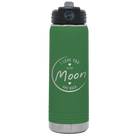 Laser etched green 20 oz vacuum insulated water bottle with 'Love You to the Moon and Back' design