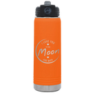 Laser etched orange 20 oz vacuum insulated water bottle with 'Love You to the Moon and Back' design
