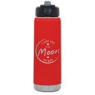 Laser etched red 20 oz vacuum insulated water bottle with 'Love You to the Moon and Back' design