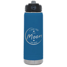 Laser etched royal blue 20 oz vacuum insulated water bottle with 'Love You to the Moon and Back' design