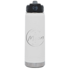 Laser etched white 20 oz vacuum insulated water bottle with 'Love You to the Moon and Back' design