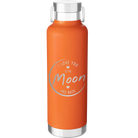 Laser etched orange 24 oz vacuum insulated water bottle with 'Love You to the Moon and Back' design