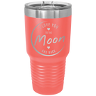 Laser etched coral 30 oz vacuum insulated tumbler with 'Love You to the Moon and Back' design