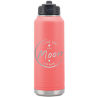 Laser etched coral 32 oz vacuum insulated water bottle with 'Love You to the Moon and Back' design