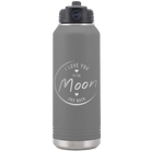 Laser etched dark gray 32 oz vacuum insulated water bottle with 'Love You to the Moon and Back' design
