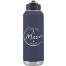 Laser etched navy 32 oz vacuum insulated water bottle with 'Love You to the Moon and Back' design