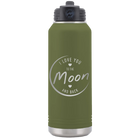 Laser etched olive green 32 oz vacuum insulated water bottle with 'Love You to the Moon and Back' design