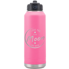 Laser etched pink 32 oz vacuum insulated water bottle with 'Love You to the Moon and Back' design
