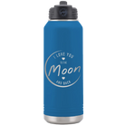 Laser etched royal blue 32 oz vacuum insulated water bottle with 'Love You to the Moon and Back' design