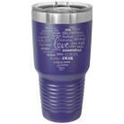 Laser etched purple 30 oz vacuum insulated tumbler with 'Worldly Love' design