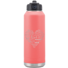Laser etched coral 32 oz vacuum insulated water bottle with 'Worldly Love' design