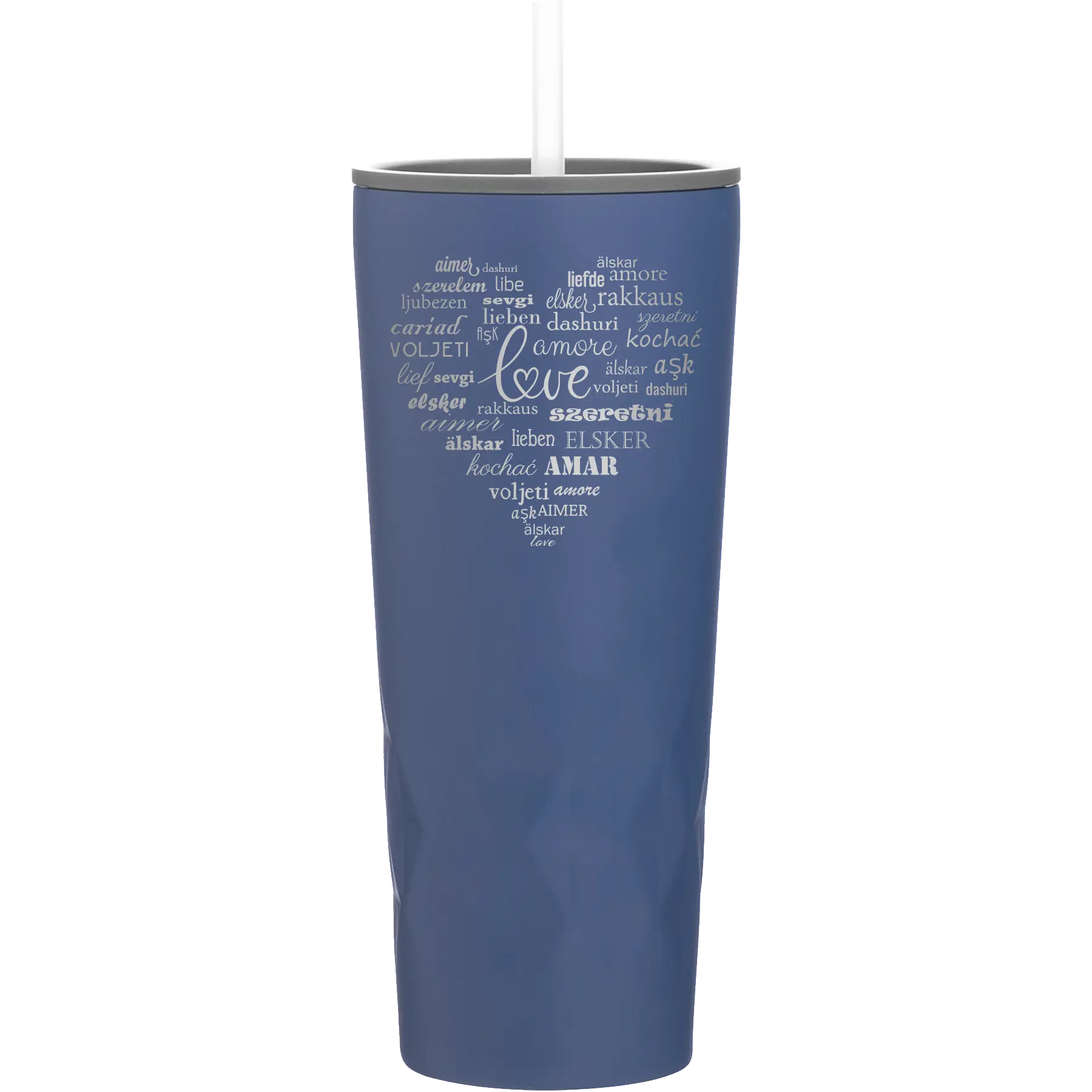 Laser etched constellation 20 oz vacuum insulated tumbler with 'Worldly Love' design