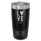 Personalized black 20 oz vacuum insulated tumbler with 'Heart Love' design