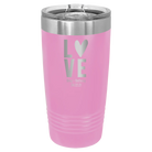 Personalized light purple 20 oz vacuum insulated tumbler with 'Heart Love' design