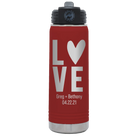Personalized maroon 20 oz vacuum insulated water bottle with 'Heart Love' design