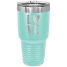 Personalized teal 30 oz vacuum insulated tumbler with 'Heart Love' design