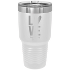 Personalized white 30 oz vacuum insulated tumbler with 'Heart Love' design