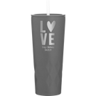 Personalized slate 20 oz vacuum insulated tumbler with 'Heart Love' design
