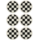 White round leatherette coasters set of 6 laser etched with 'Checkered' designs