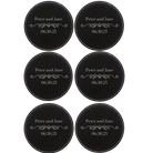 Black/Silver round leatherette coasters set of 6 with personalized 'Couple Wedding Date' designs