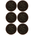 Black/Gold round leatherette coasters set of 6 with personalized 'Double Heart' designs
