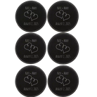 Black/Silver round leatherette coasters set of 6 with personalized 'Double Heart' designs