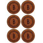 Rawhide round leatherette coasters set of 6 with personalized 'Floral Circle' designs