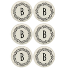 White round leatherette coasters set of 6 with personalized 'Floral Circle' designs