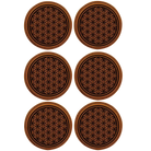 Rawhide round leatherette coasters set of 6 laser etched with 'Flower of Life' designs