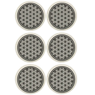 White round leatherette coasters set of 6 laser etched with 'Flower of Life' designs