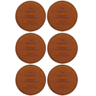 Rawhide round leatherette coasters set of 6 with personalized 'Forever Starts' designs