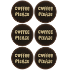 Black/Gold round leatherette coasters set of 6 laser etched with 'Groovy Coffee' designs