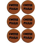 Rawhide round leatherette coasters set of 6 laser etched with 'Groovy Coffee' designs
