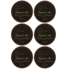 Black/Gold round leatherette coasters set of 6 with personalized 'Happily Ever After' designs