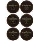 Black/Gold round leatherette coasters set of 6 with personalized 'Heart Infinity' designs
