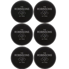Black/Silver round leatherette coasters set of 6 with personalized 'Heart Infinity' designs