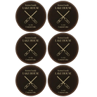 Black/Gold round leatherette coasters set of 6 with personalized 'Lake House' designs