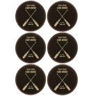 Black/Gold round leatherette coasters set of 6 with personalized 'Lake House' designs