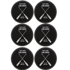 Black/Silver round leatherette coasters set of 6 with personalized 'Lake House' designs