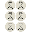 White round leatherette coasters set of 6 with personalized 'Lake House' designs
